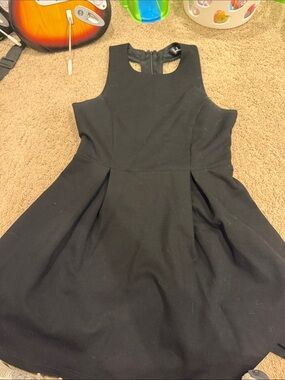Classic Black Fit & Flare Dress skater with cutout back